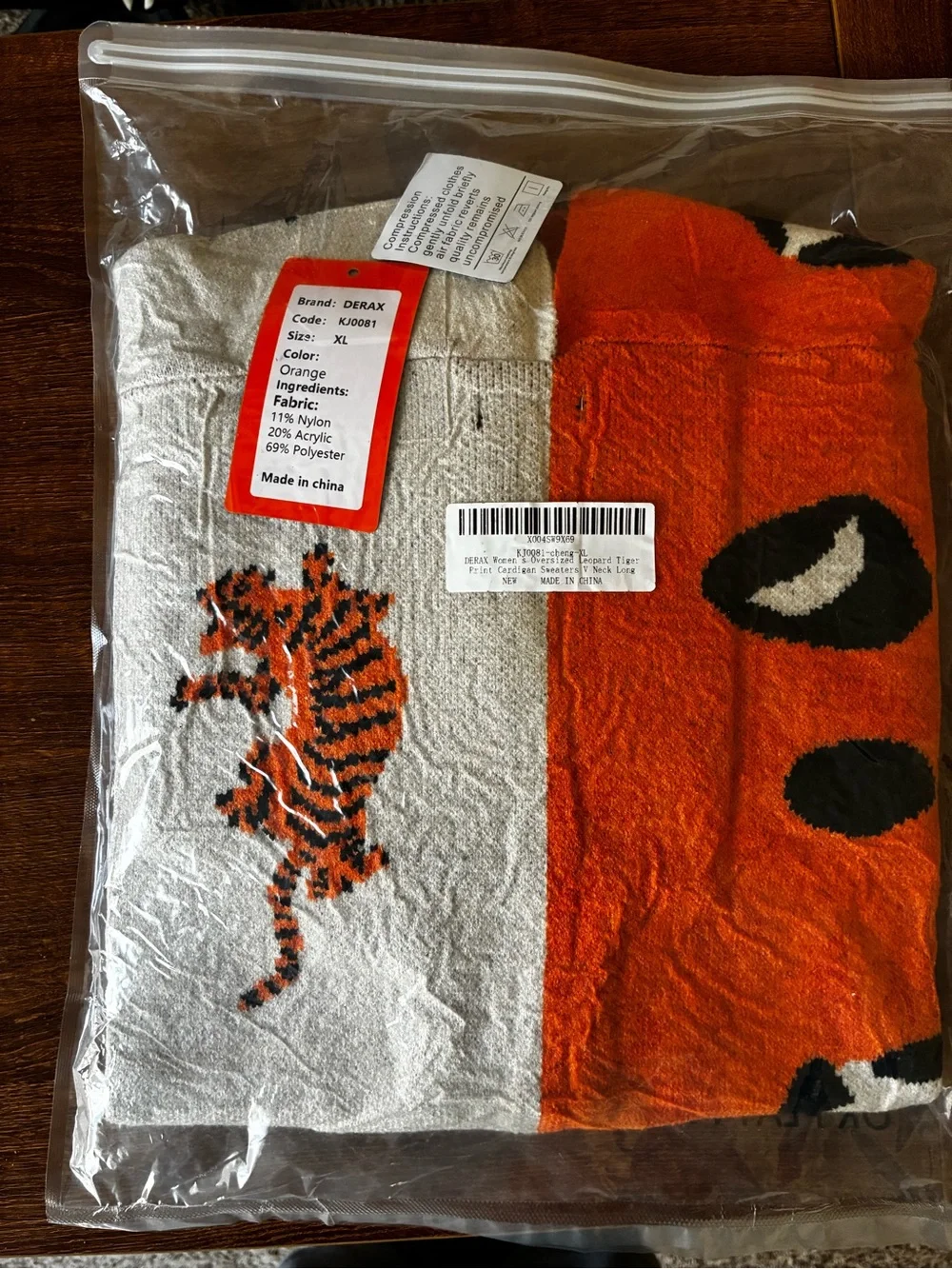 Women's Leopard Tiger Print Cardigan V Neck Long Sleeve. Button Down Sweater - Picture 2 of 3